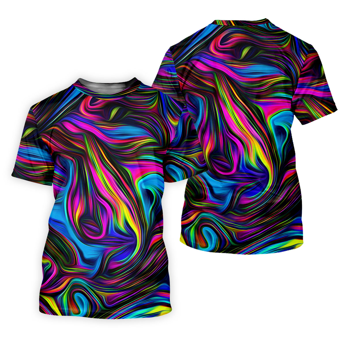 Neon Abstract Swirl Hawaiian Golf Shirt, Women's Golf Tops, Ladies Golf Shirts
