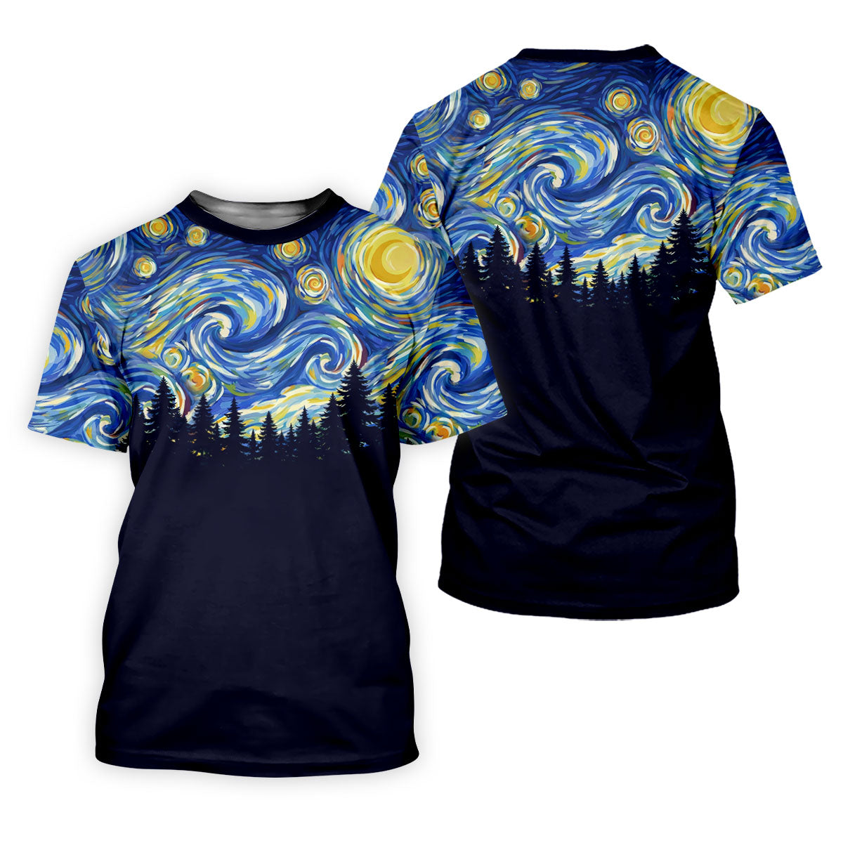 Van Gogh Inspired Starry Night Forest Hawaiian Golf Polo, Golf Tops For Women, Golfing Apparel