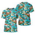 Women's Funny Surfing Santa Hawaiian Golf Shirt, Christmas Golf Shirt, Women’s Golf Polo