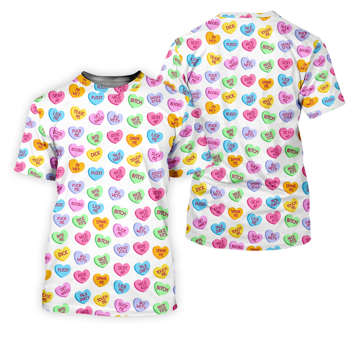 Naughty Conversation Hearts Fun Golf Shirts For Men, Valentines Golf Gift, Dirty Candy Heart Polo Shirts For Men