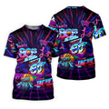 80s Retro Party Golf Shirt, Neon Synthwave Sunset Pattern, Golf Shirt For Men