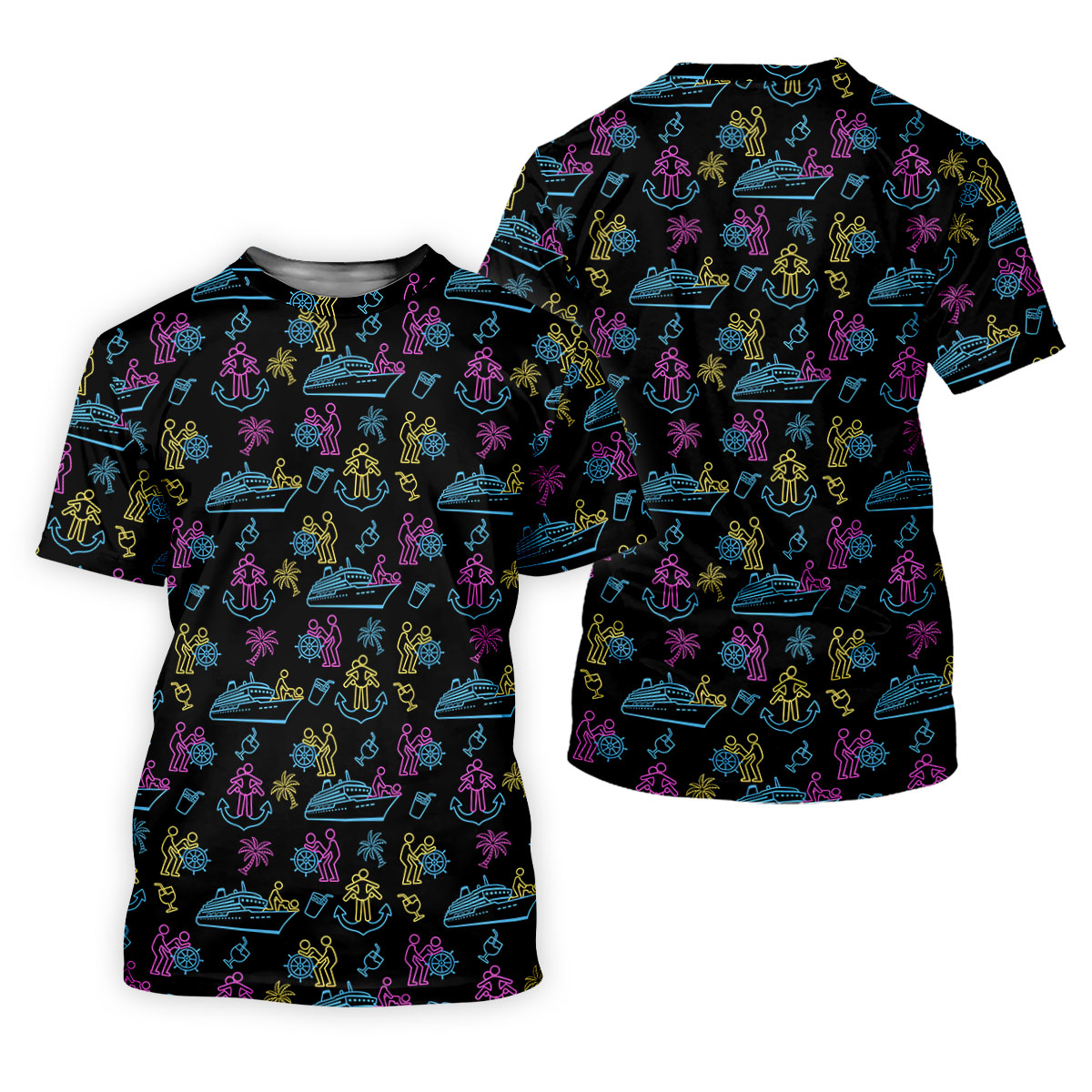 Funny Adult Cruise Vacation Pattern Polo Shirt, Womens Golf Tops, Printed Golf Shirt