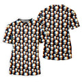 Retro Alien Golf Shirt, Black UFO Pattern Men's Golf Polo, Polo Shirts For Men