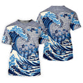 Japanese Wave Cat Hawaiian Golf Shirt, Golf Shirts For Men, Mens Golf Apparel