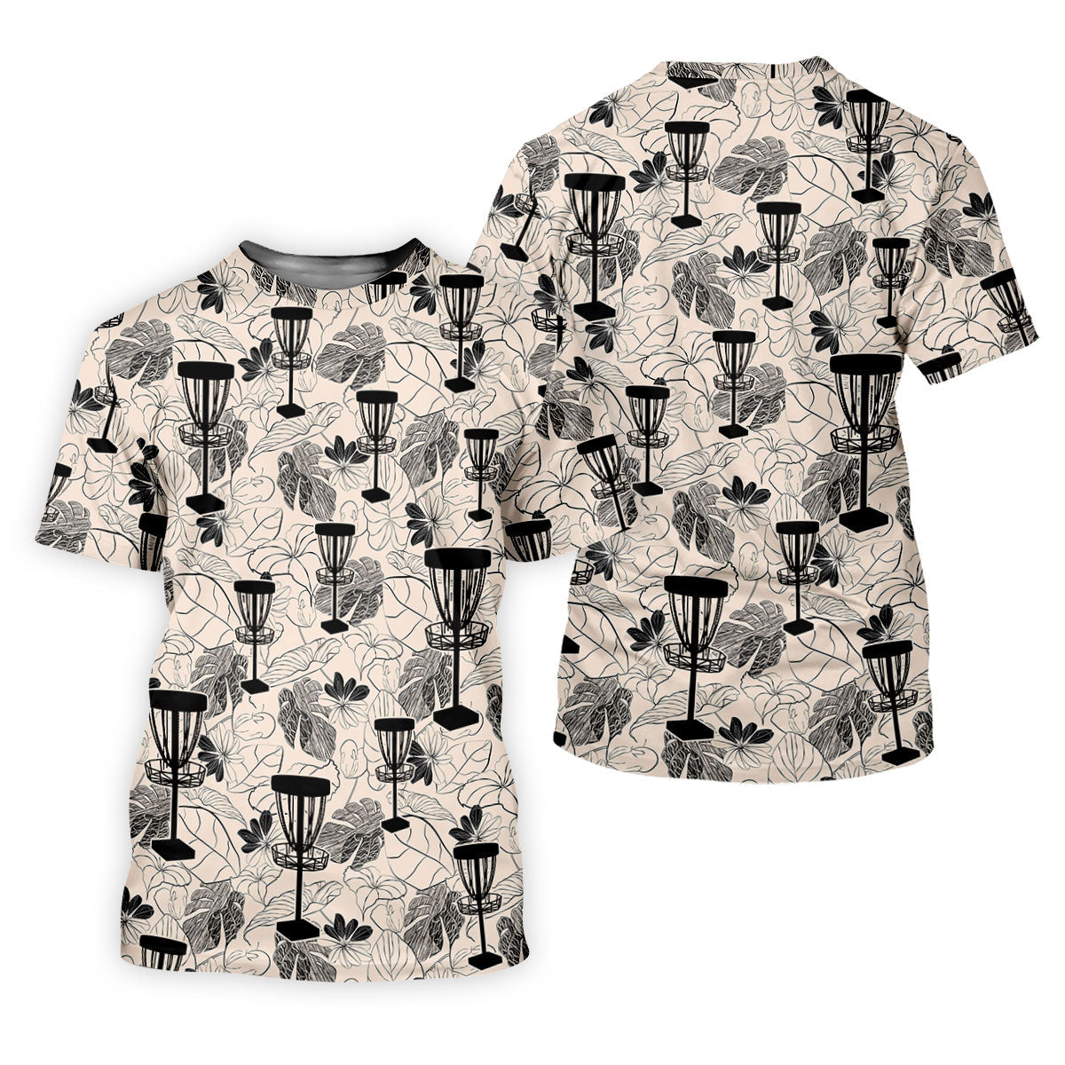 Minimalist Botanical Disc Golf Polo Shirt, Mens Golf Polo, Golf Shirts For Men