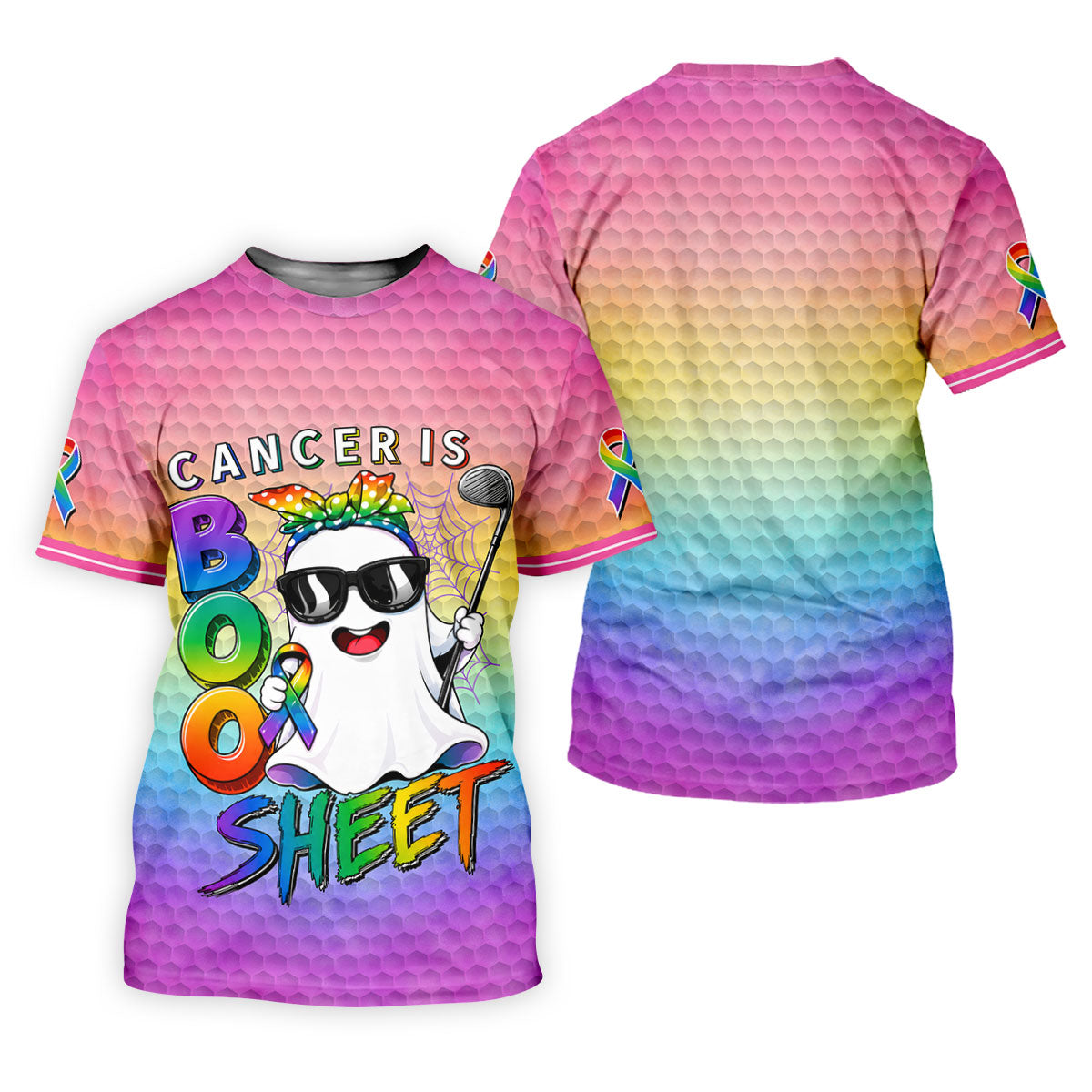 Cancer Is Boo Sheet Ghost Golf Polo Shirt, Golf Shirts For Men, Mens Golf Shirts