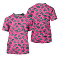 Alligator Pattern Golf Shirt, Pink Gator Print Men's Golf Polo, Polo Shirts For Women