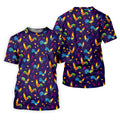 Retro Rooster Golf Shirt, Colorful Country Pattern Polo, Polo Shirts For Men