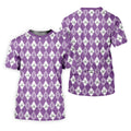 Pancreatic Cancer Purple And White Argyle Pattern Ladies Golf Shirts, Cancer Awareness Shirt