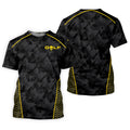 Abstract Triangle Black Yellow Ladies Golf Tops, Golf Shirt For Women, Golfing Apparel