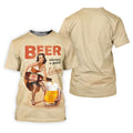 Vintage Beer Pin-Up Girl Design Golf Shirt, Women's Golf Shirt, Hawaiian Golf Shirt, Golf Polo For Women