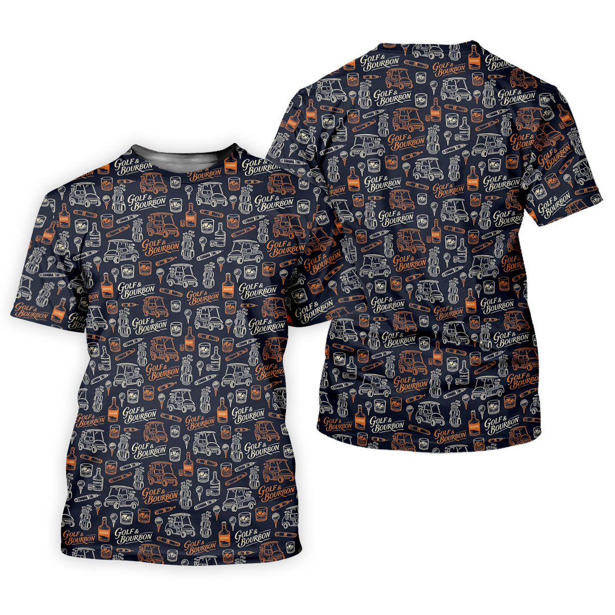 Funny Golf Bourbon Cigar Pattern Polo Shirt, Women’s Golf Polo, Golf Shirts For Women