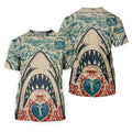 Vintage Shark Jaw Tattoo Art Golf Polo Shirt, Golf Shirts For Men, Printed Golf Shirts