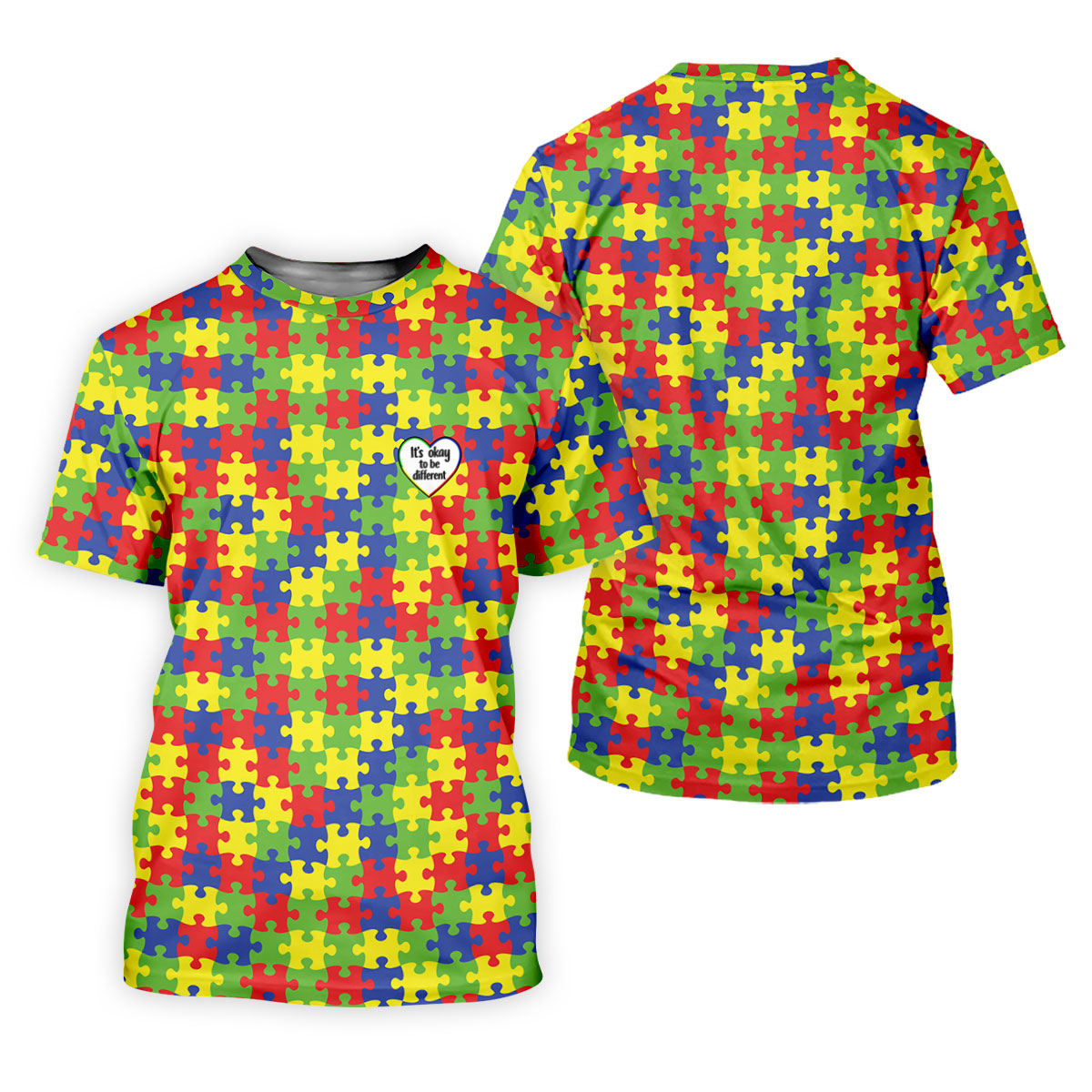 It's Okay To Be Different Autism Puzzle Golf Tops For Men, Autism Awareness Colors Golf Shirts For Men