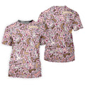 Funny Adult Doodle Pink Pattern Polo Shirt, Mens Golf Polo, Golf Shirts For Men