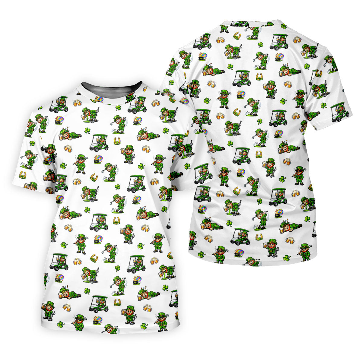 St Patrick's Day Leprechaun Golf And Beer Golf Pose Shamrock Golf Shirt, Golf Shirts For Men