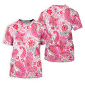 Pink Paisley Floral Pattern Golf Shirt, Golf Tops For Women, Hawaiian Golf Shirt, Women’s Golf Apparel