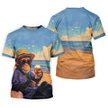 Beach Monkey Sky Sand Hawaiian Golf Polo, Golf Tops For Men, Golfing Apparel