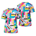 Memphis Pattern Golf Shirt, Retro 80s Geometric Color Block Design, Golf Shirt For Women