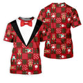 Red Plaid Funny Holiday Vintage Print Women Golf Top, Christmas Golf Shirt, Ladies Golf Tops
