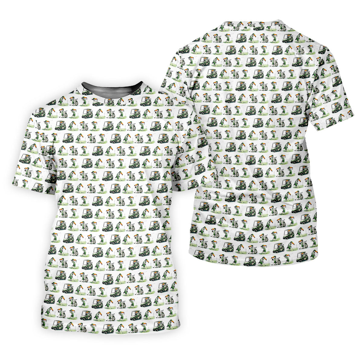 Funny Toucan Golf Pose White And Green Golf Tops For Men, Polo Shirts For Men, Golf Shirts For Men