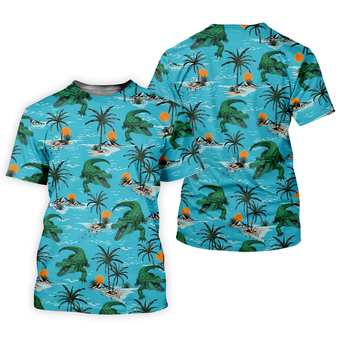 Tropical Alligators on Island Beaches Hawaiian Golf Polo, Golf Tops For Women, Golfing Apparel