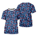Blue Red Paisley Pattern Golf Polo Shirt, Golf Shirts For Men, Hawaiian Golf Shirt