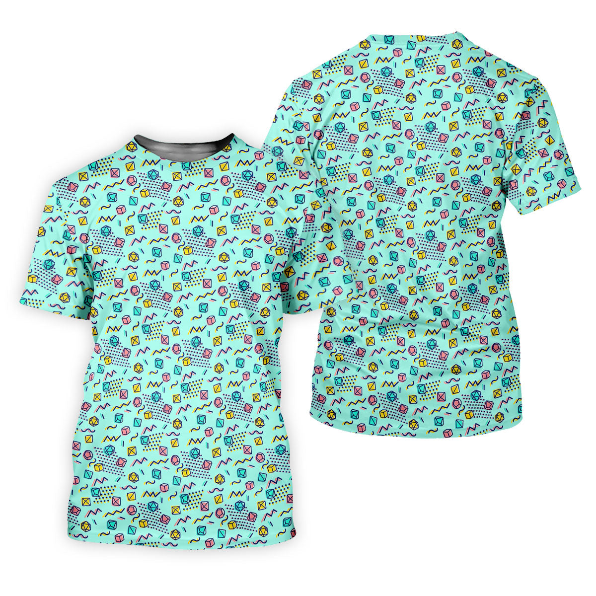 90s Dice Memphis Style Light Mint Green Cute Golf Shirt, Polo Shirts For Men, Golf Shirts For Men