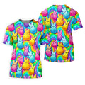 Colorful Easter Peeps Rainbow Pattern Women Golf Top, Cute Golf Outfit, Ladies Golf Shirts