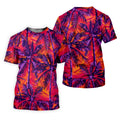 Purple Palm Tree Tropical Island Golf Shirt, Mens Golf Polo, Printed Golf Shirts
