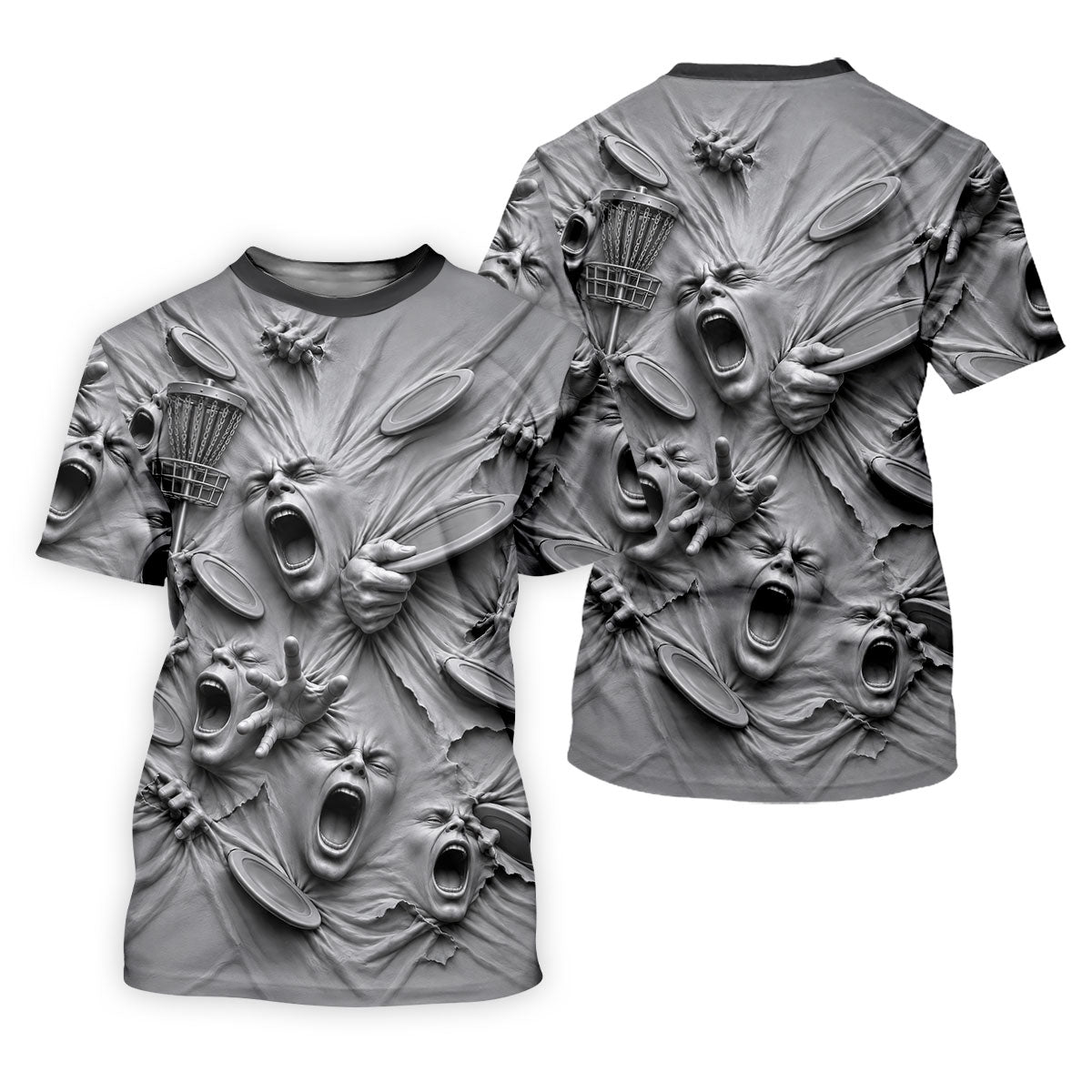 Screaming Faces Disc Golf Polo Shirt, Disc Golf Shirts For Men, Disc Golf Apparel