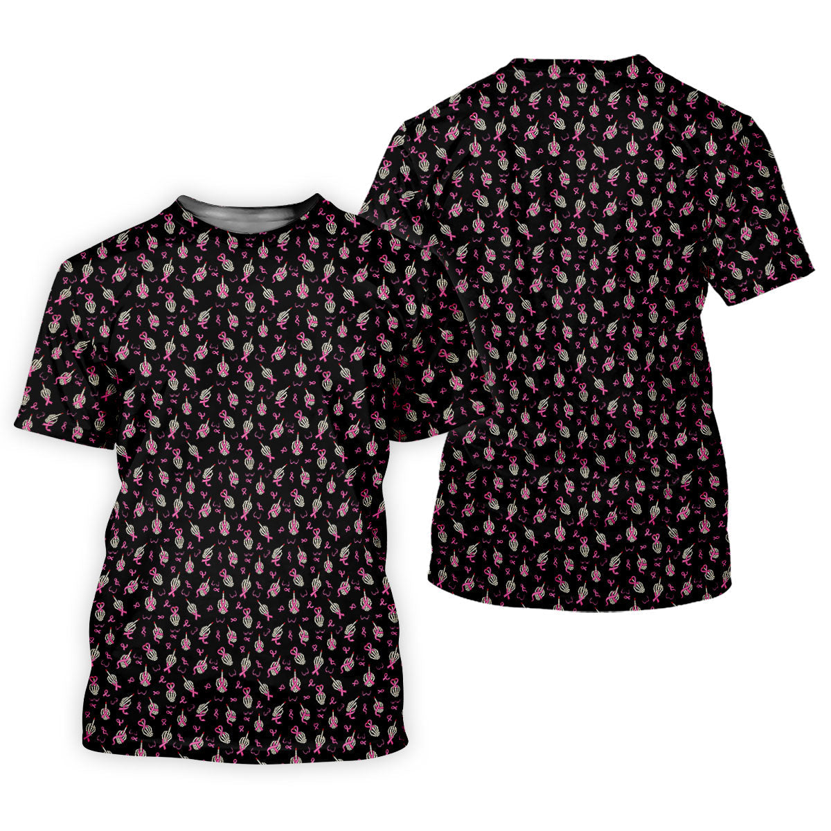 Skeleton Middle Finger Breast Cancer Polo Shirt, Women’s Golf Apparel, Ladies Golf Top
