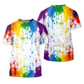 Rainbow Paint Splatter LGBT Support Ladies Golf Tops, Pride Month Golf Shirt For Women