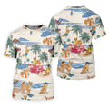 Tropical Shiba Inu Beach Pattern Hawaiian Golf Polo, Golf Tops For Men, Golfing Apparel