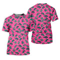 Alligator Pattern Golf Shirt, Pink Gator Print Men's Golf Polo, Polo Shirts For Men