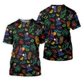Neon Shark And Cocktail Pattern Hawaiian Golf Shirt, Women's Golf Tops, Ladies Golf Shirts