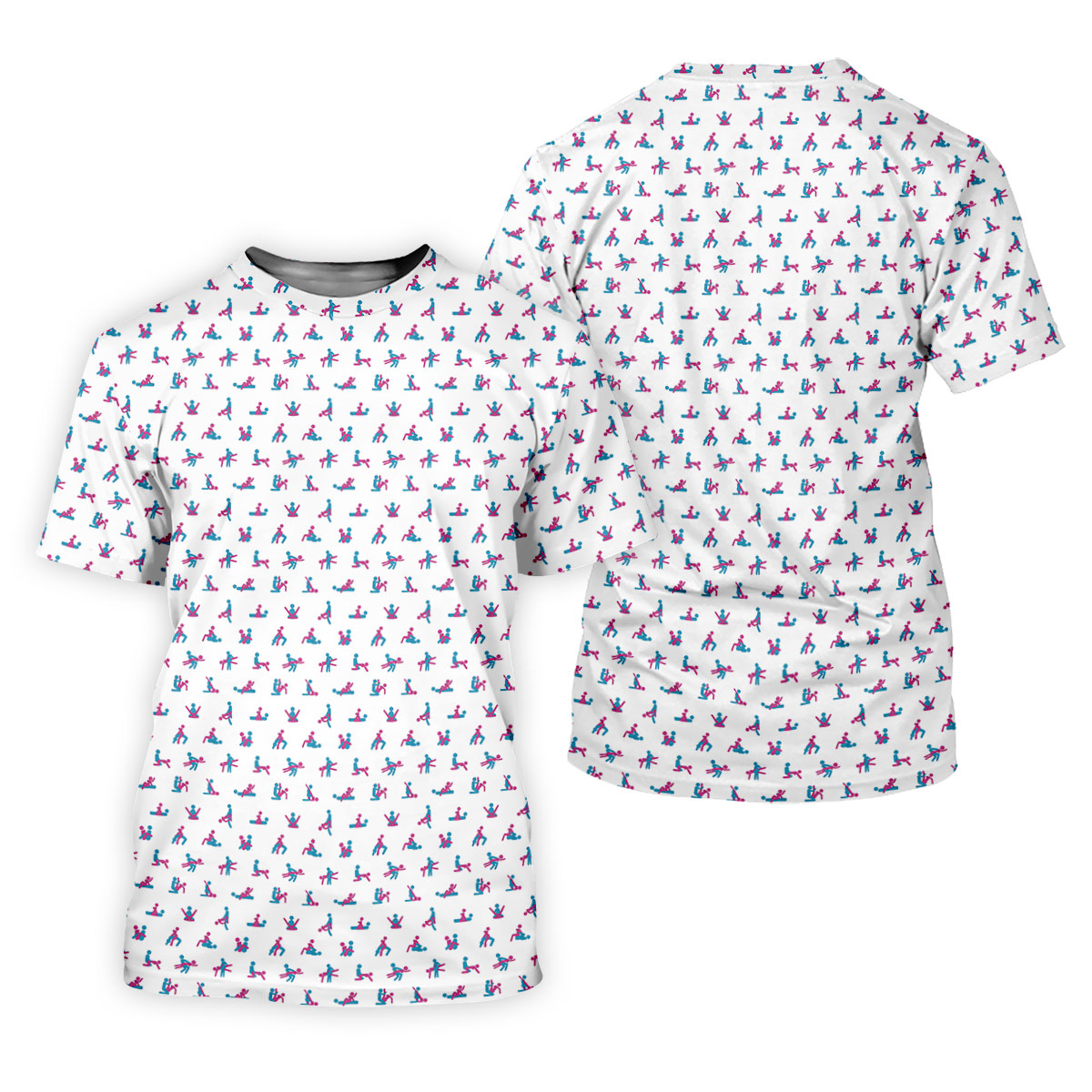 Blue And Pink Naughty Stick People White Golf Shirt, Polo Shirts For Men, Golf Gift For Men