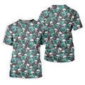 Teal Rose Skull Gothic Pattern Golf Polo Shirt, Ladies Golf Shirt, Golf Polo For Women