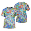 Colorful Boho Paisley Floral Pattern Golf Polo, Women's Golf Tops, Printed Golf Shirt