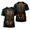 Burning Skeleton Rib Cage Halloween Polo Shirt, Mens Polo Shirts, Golf Apparel For Men