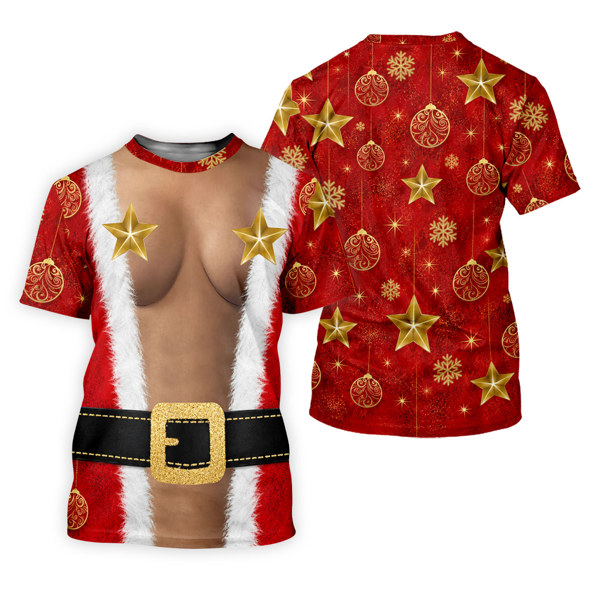 Santa Suit Gold Stars Christmas Golf Shirt, Women’s Golf Polo, Golf Tops For Women