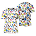 Cartoon Cat Golf Shirt, Colorful Doodle Cat Pattern, Polo Shirts For Men