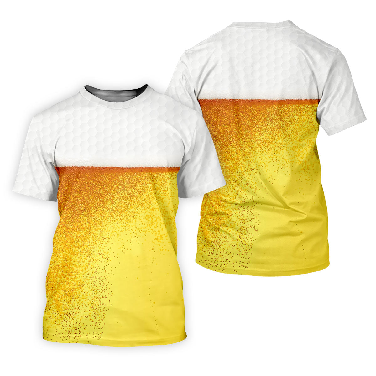 Cold Beer Print Men's Golf Polo Shirt, Beer Glass Pattern Design, Golf Shirts For Men