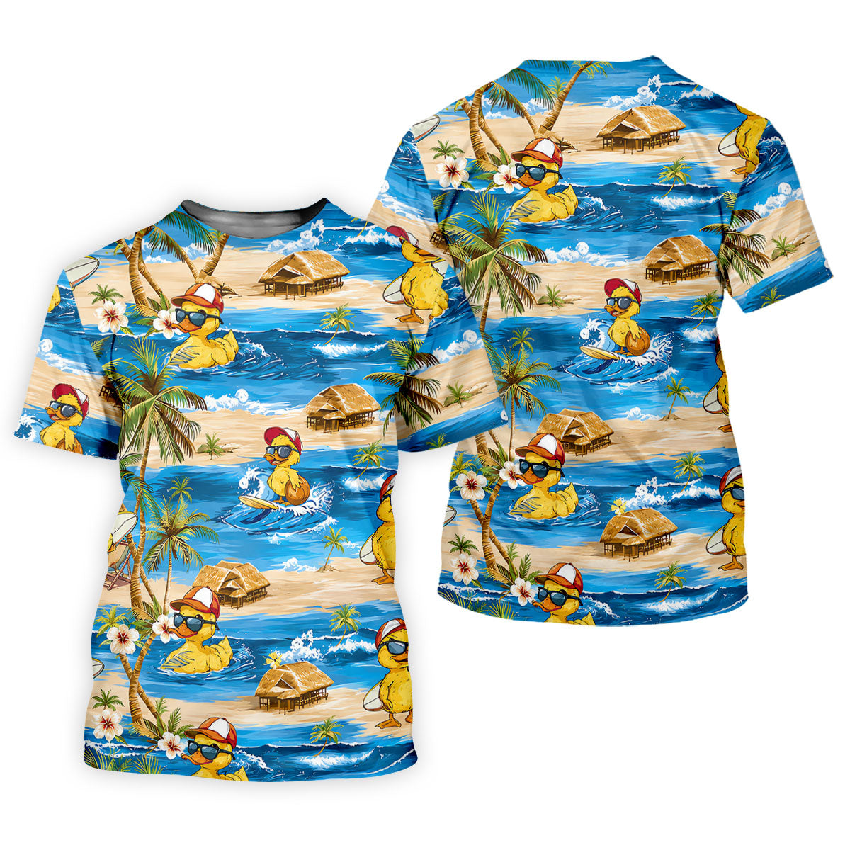 Funny Duck Hawaiian Golf Shirt, Summer Ocean Women's Golf Tops, Ladies Golf Shirts