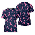 Pink Floral Ribbon Breast Cancer Awareness Polo Shirt, Ladies Golf Shirt, Performance Golf Shirt