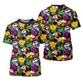 Tropical Sugar Skull Floral Golf Polo Shirt, Golf Tops For Women, Performance Golf Shirt