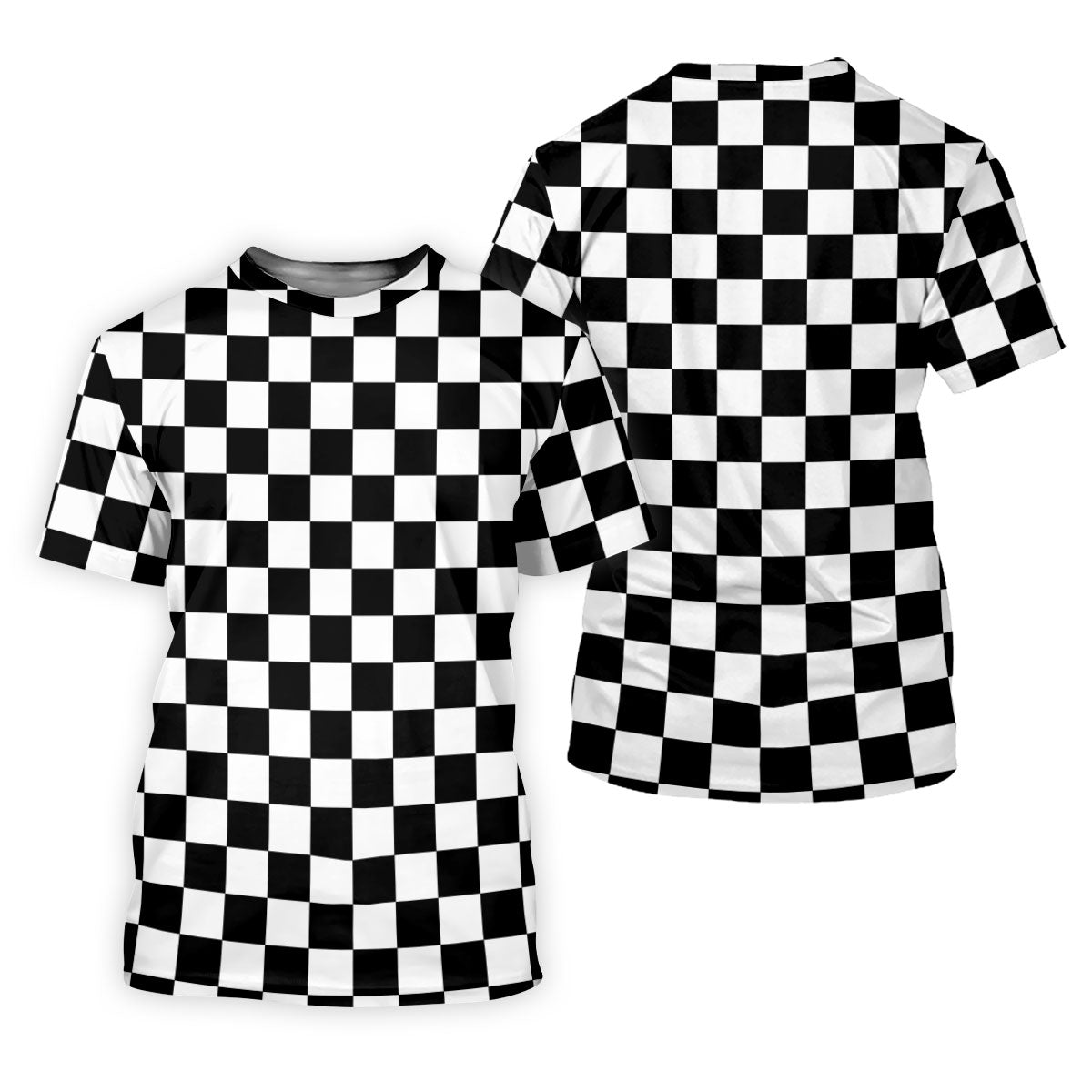 Black White Checkerboard Golf Shirt, Racing Flag Men's Golf Polo, Polo Shirts For Men