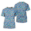 Surfing Santa Christmas Ocean Pattern Polo Shirt, Mens Golf Polo, Christmas Golf Shirt