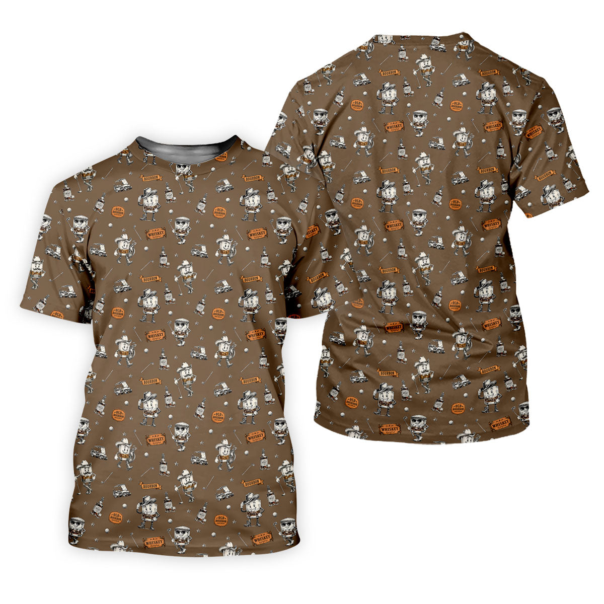Funny Bourbon Whiskey Golf Pattern Polo Shirt, Women's Golf Polo, Printed Golf Shirt