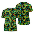 Black Colorful Floral Geometric Pattern Golf Shirt, Men's Golf Shirt, Golf Apparel For Men, Polo Shirts For Men